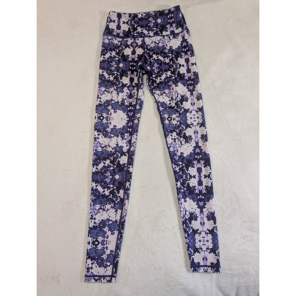 Gymshark High Waisted Workout Leggings Purple Print Athletic Gym‎ Small - Picture 1 of 6